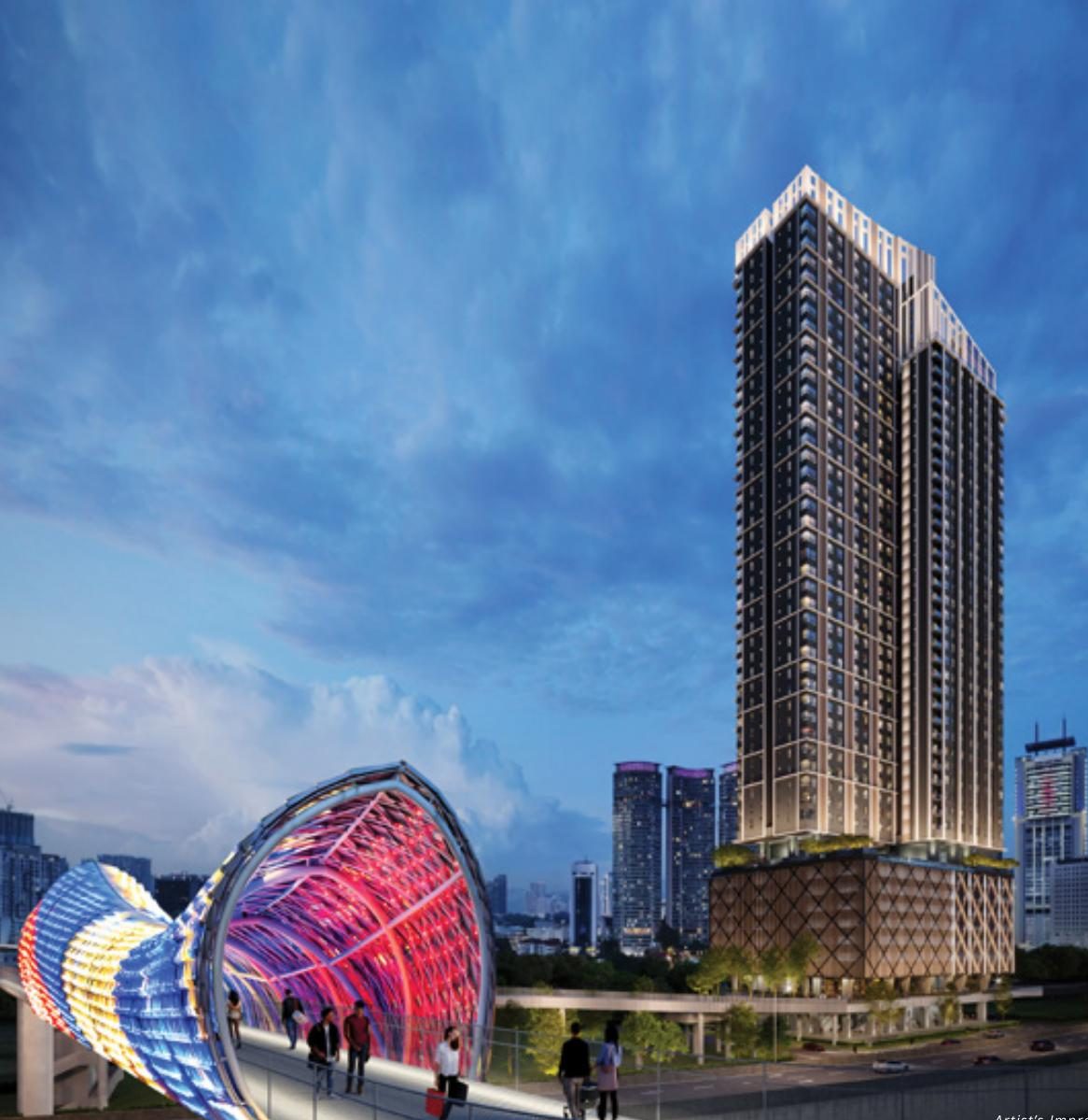 Sutera Suites tower and Saloma Link bridge