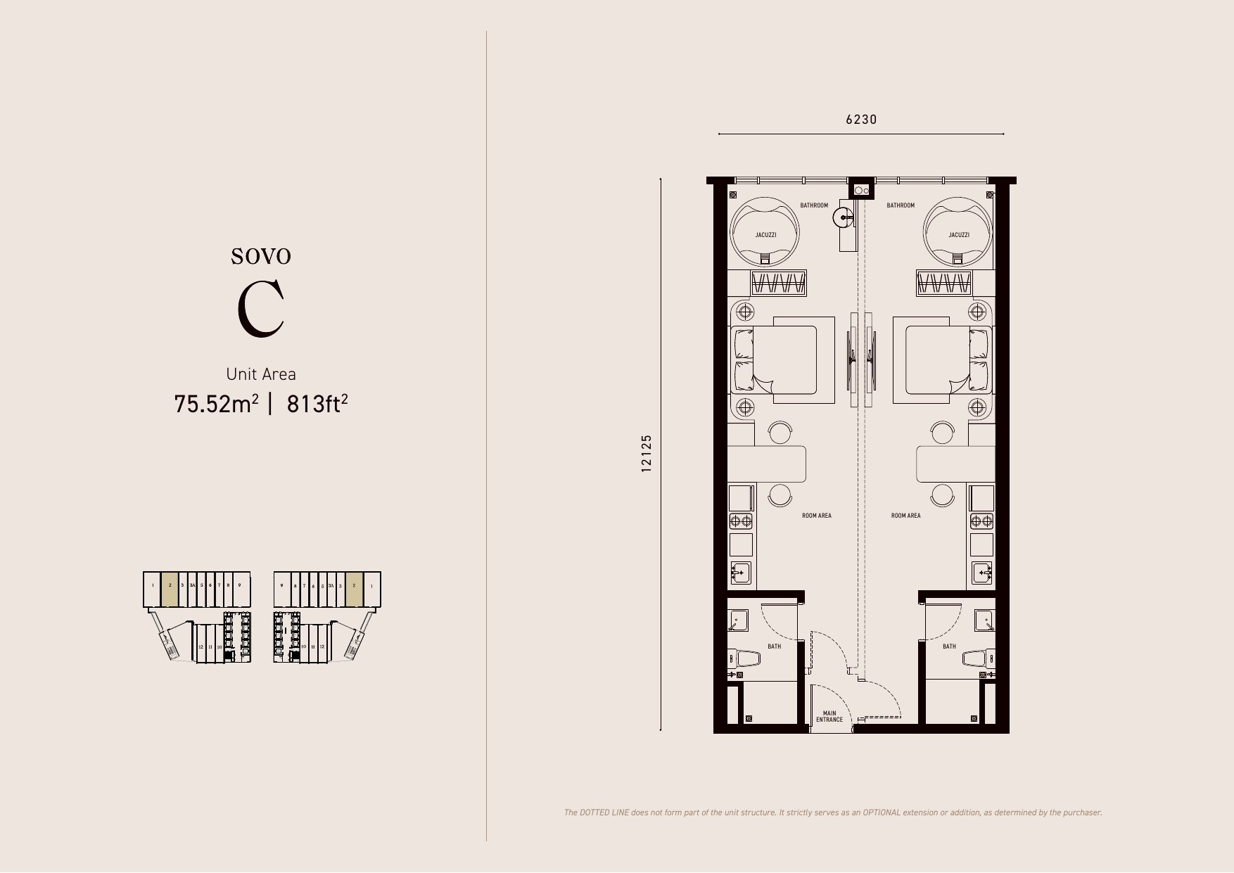 Armani Hallson KLCC SOVO Type C SOVO Suite 813 sq ft floor plan