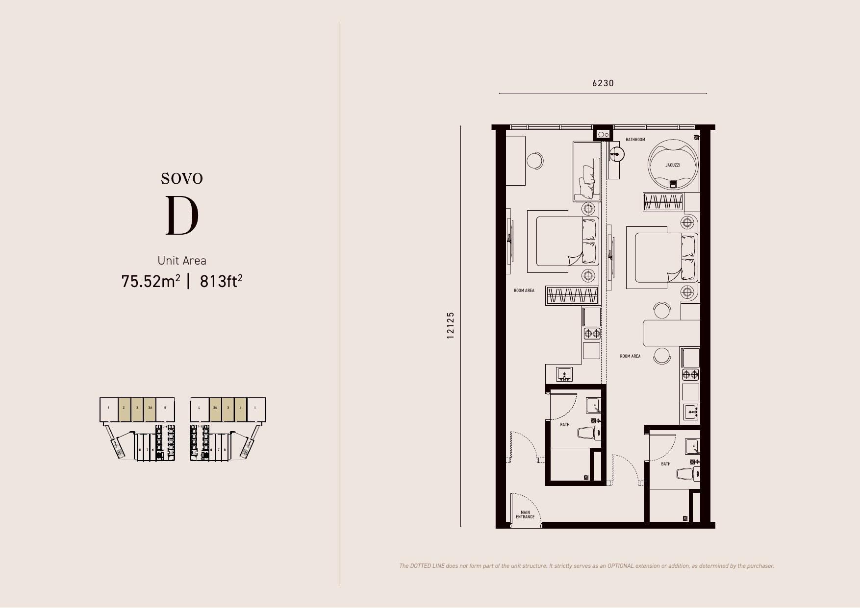 Armani Hallson KLCC SOVO Type D SOVO Suite 813 sq ft floor plan