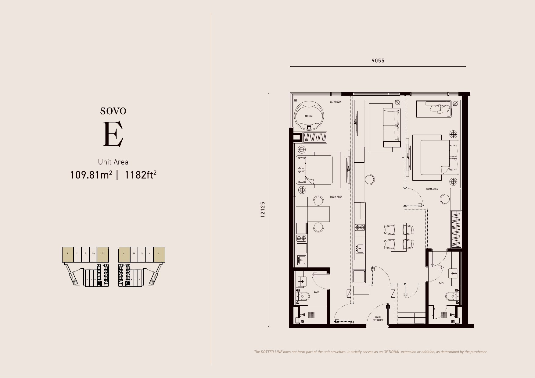 Armani Hallson KLCC SOVO Type E SOVO Suite 1182 sq ft floor plan